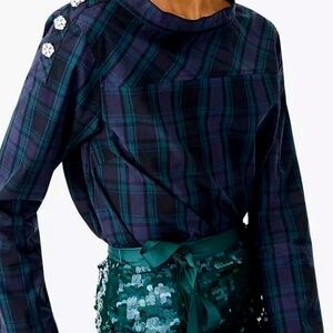 J. CREW Plaid Top, Size 8 Unique blouse